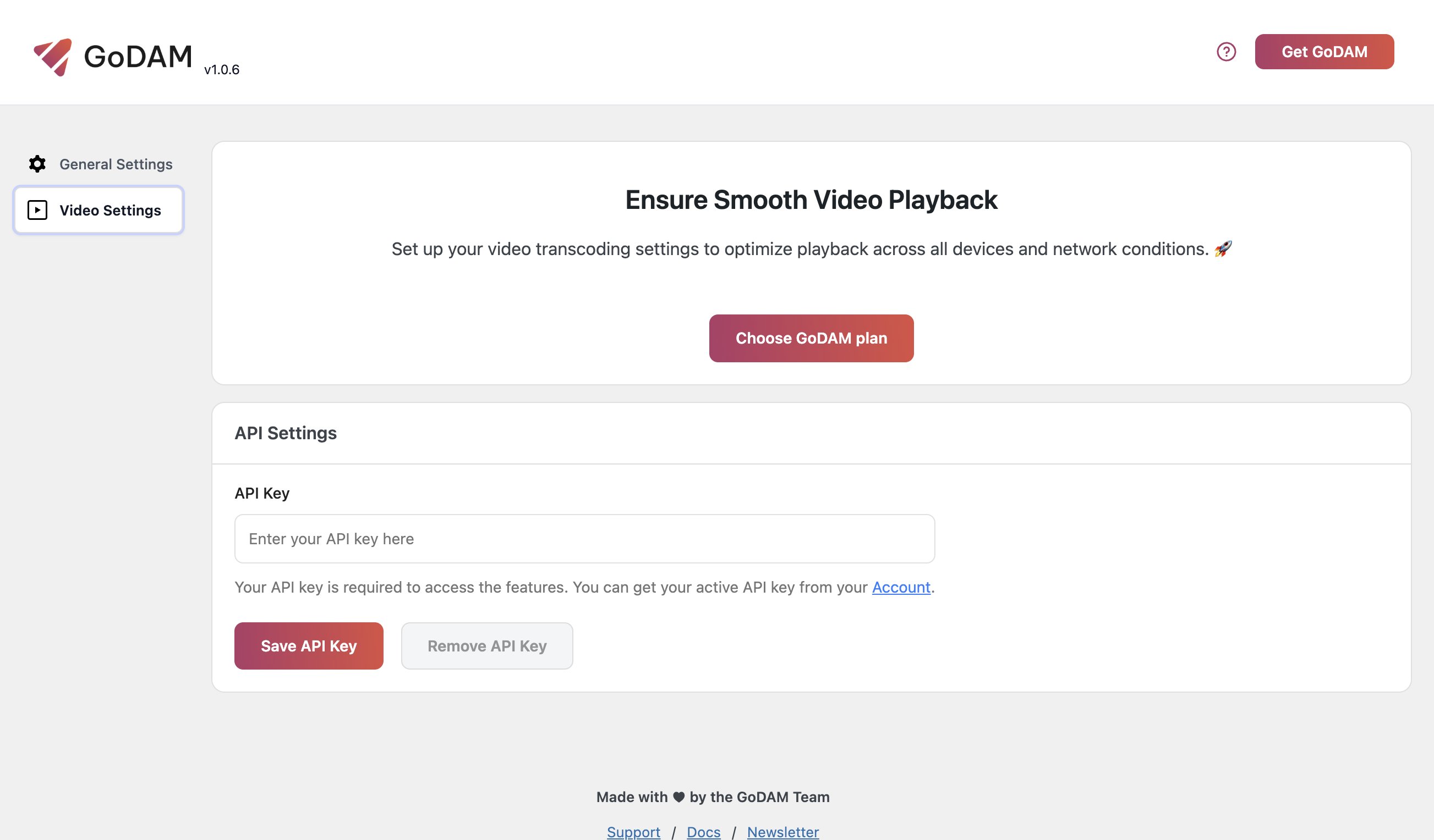 Setting up GoDAM API key