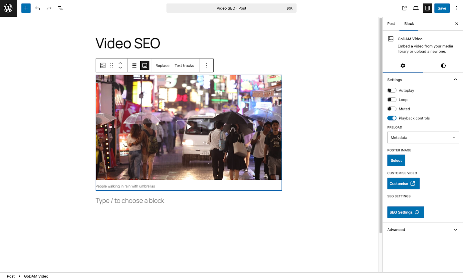 video-seo-block-editor