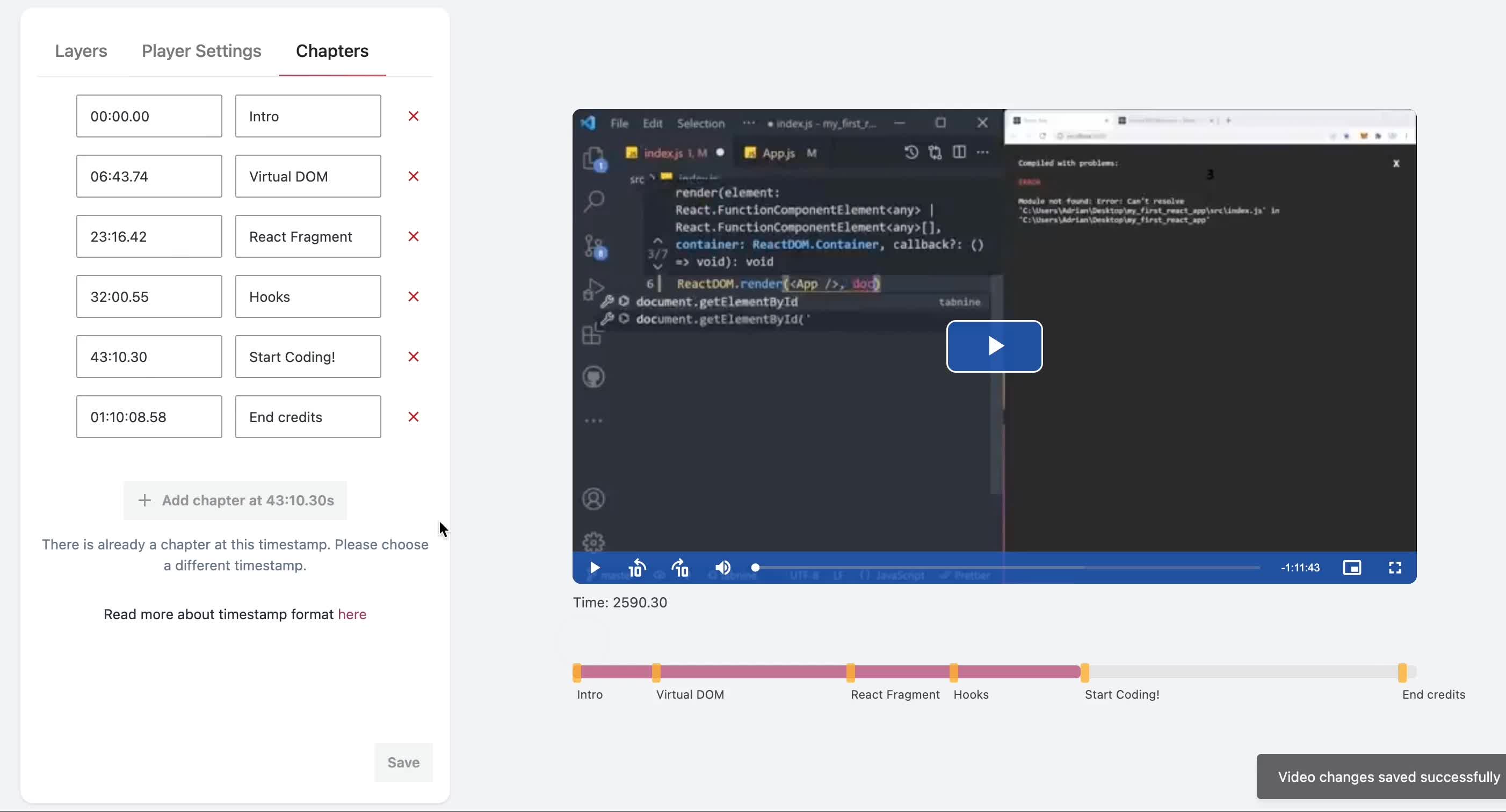 Video Chapters in GoDAM