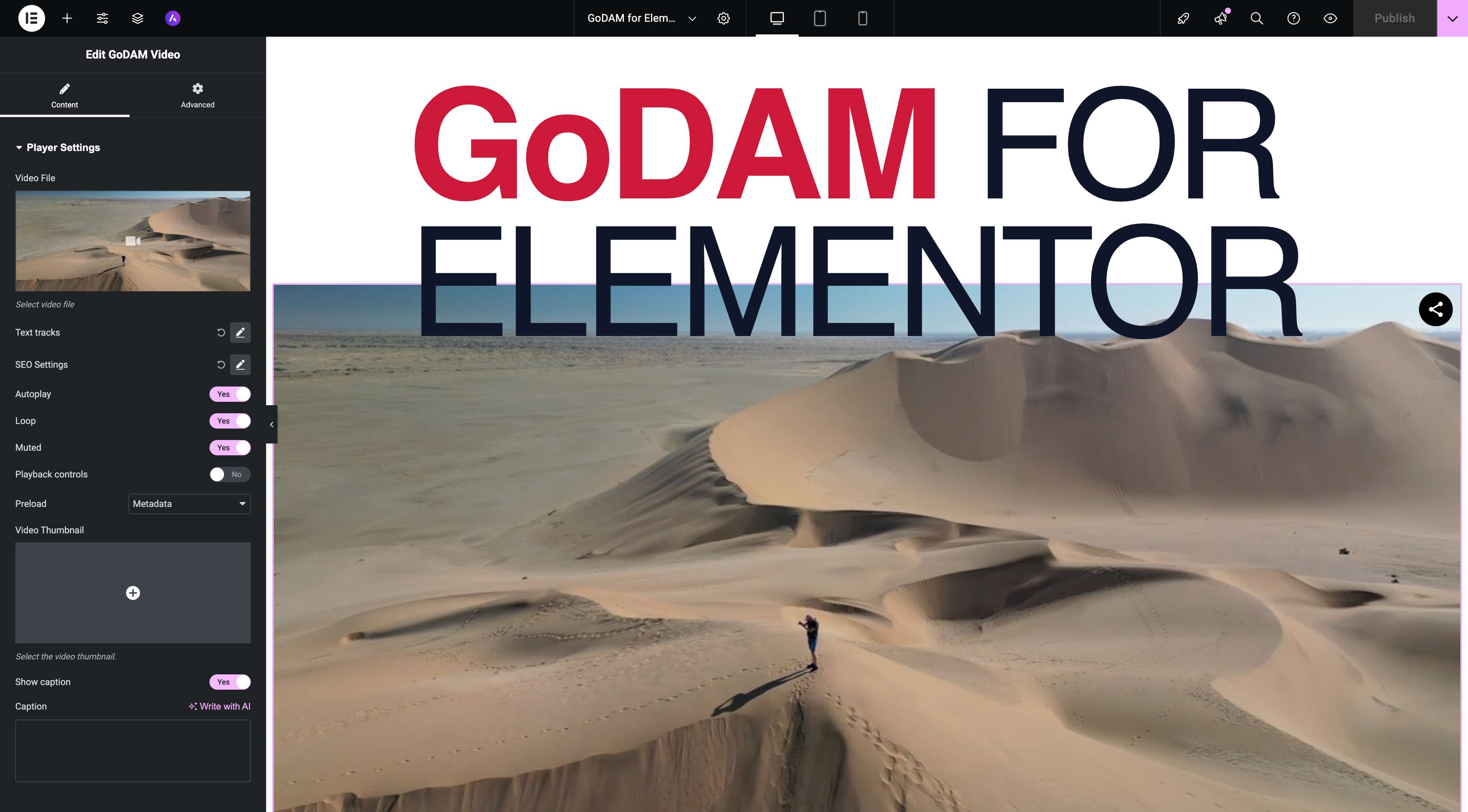 GoDAM Elementor Integration