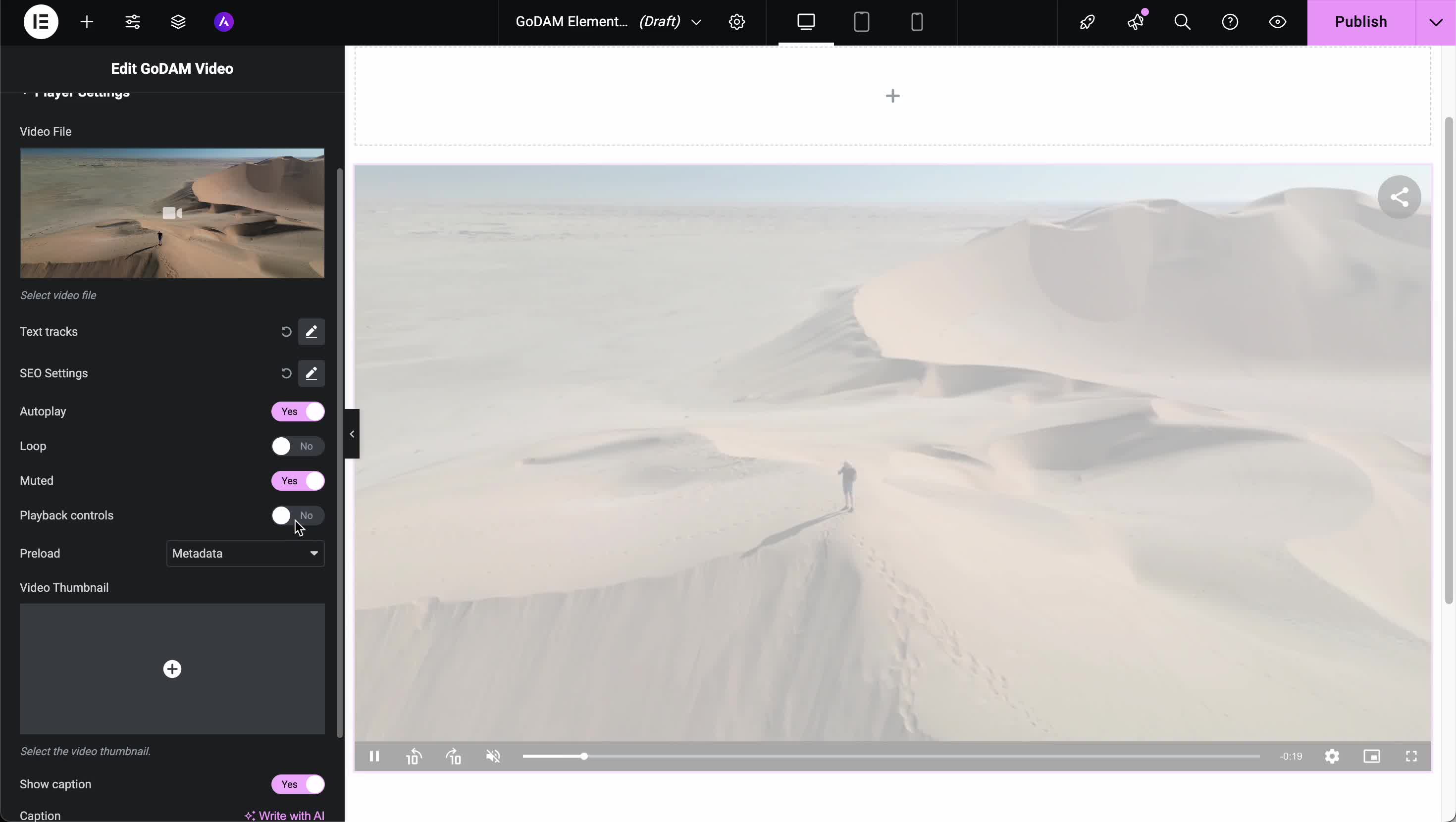 GoDAM Elementor Video Widget