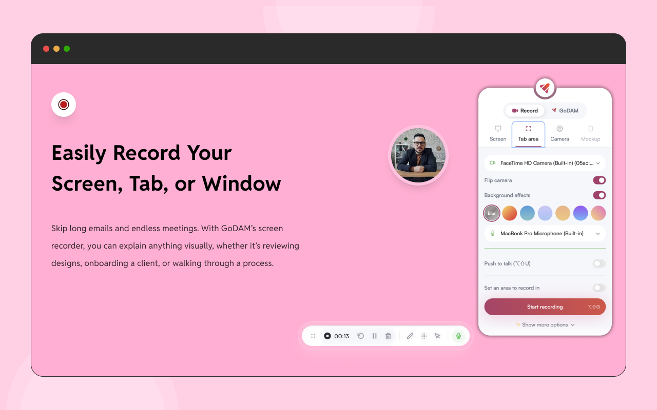 GoDAM Screen Recorder chrome extension