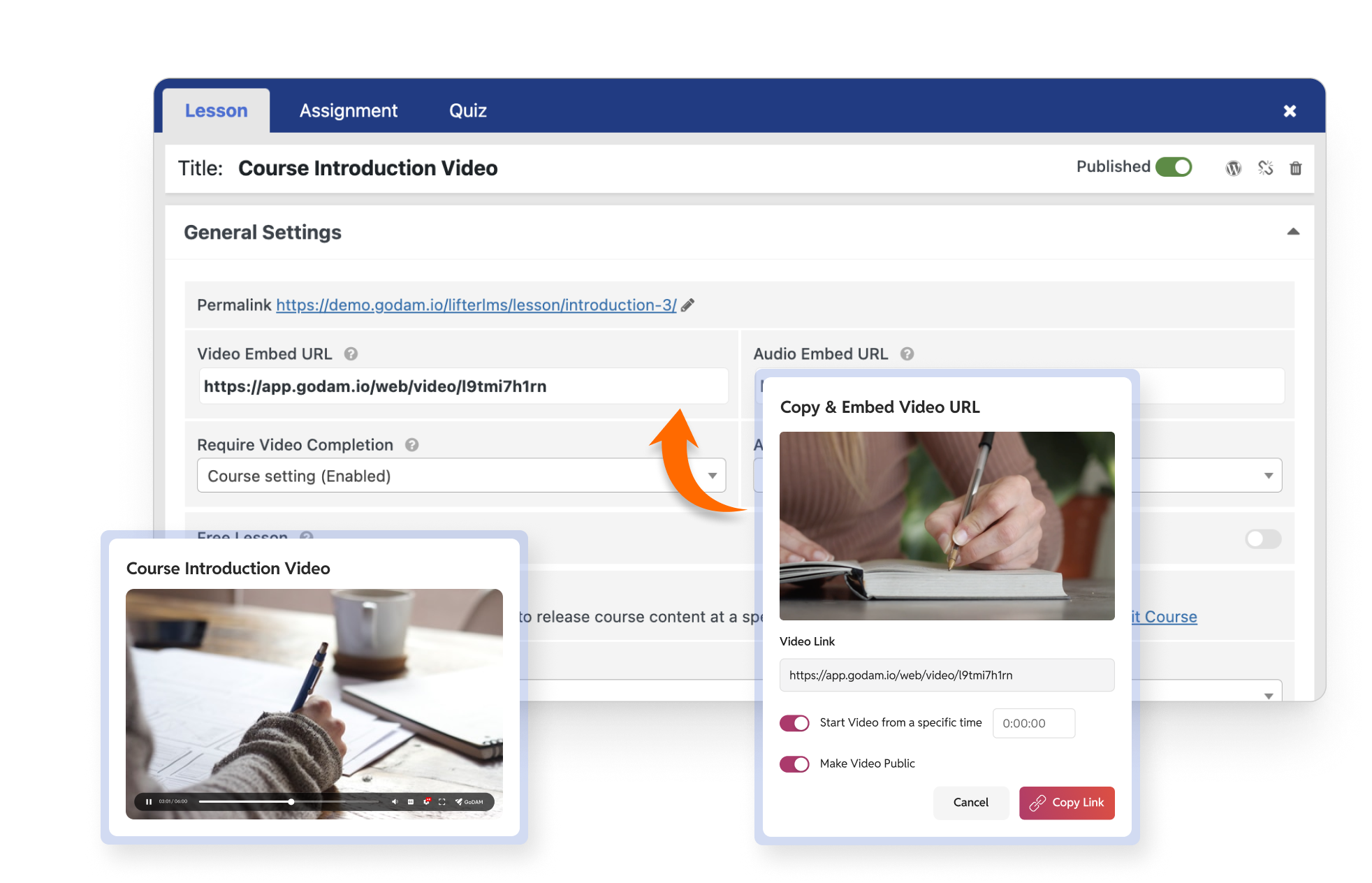 LifterLMS-GoDAM-integration-using-URL