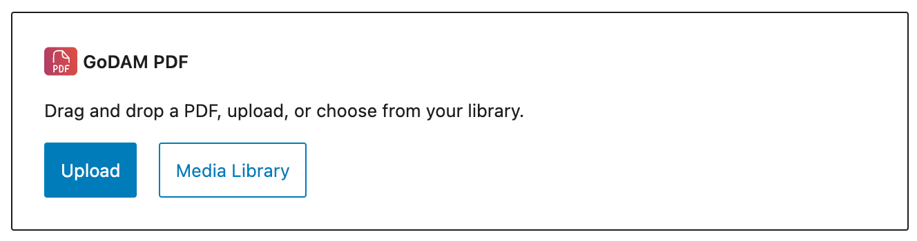 GoDAM PDF block insert options, insert PDF to WordPress post or page